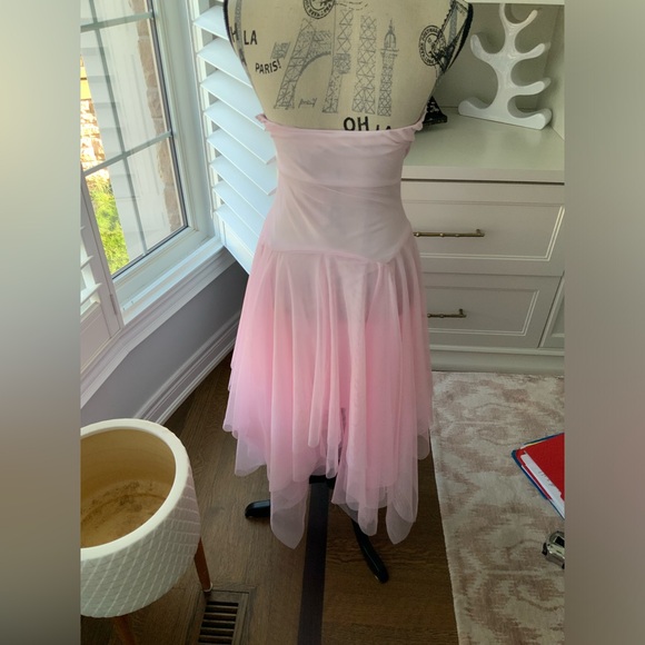 M COLLECTION Pink Tule Strapless Midi Corset Dainty Dress Women’s Size 6 - Picture 11 of 15